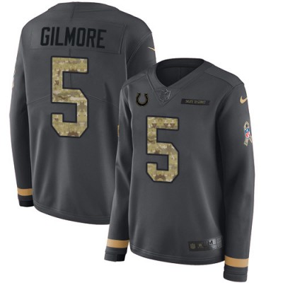 Nike Indianapolis Colts #5 Stephon Gilmore Anthracite Salute to Service Women's Stitched NFL Limited Therma Long Sleeve Jersey